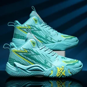 Unisex High Top Breathable Mesh Basketball Shoes Lightweight Shock Absorption and Training Sneakers