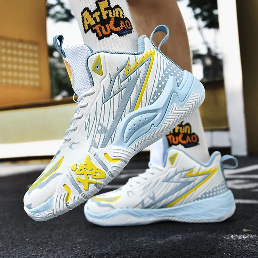 Unisex High Top Breathable Mesh Basketball Shoes Lightweight Shock Absorption and Training Sneakers
