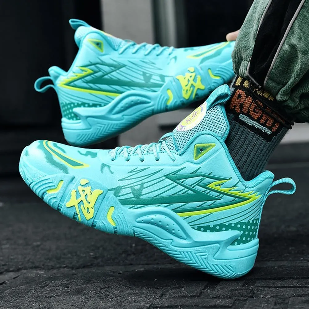 Unisex High Top Breathable Mesh Basketball Shoes Lightweight Shock Absorption and Training Sneakers