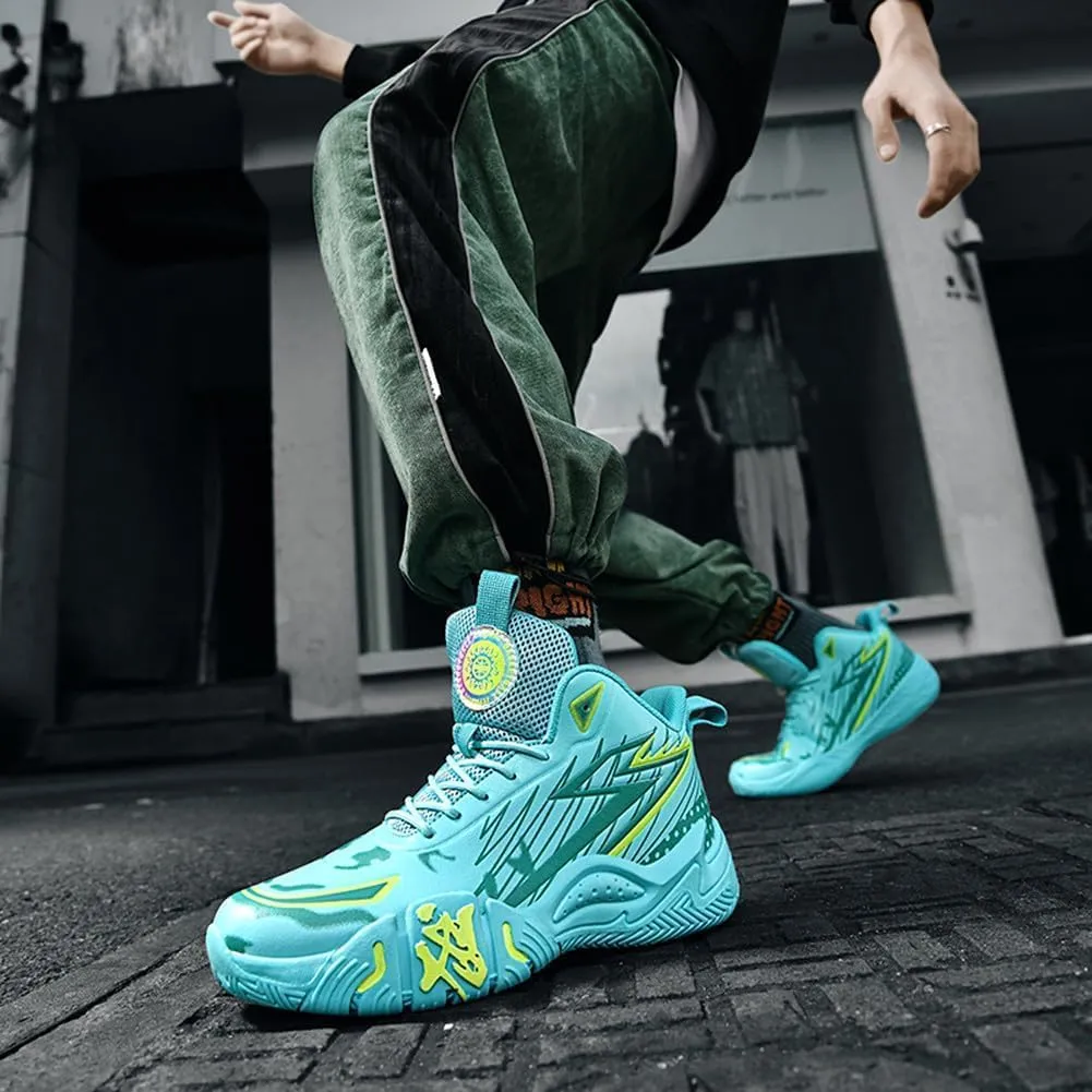 Unisex High Top Breathable Mesh Basketball Shoes Lightweight Shock Absorption and Training Sneakers