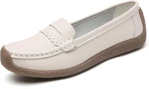 Veroders Classic Flats Loafer Shoes for Women Breathable Lightweight Flexible Leather Loafers