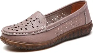 Veroders Classic Flats Loafer Shoes for Women Breathable Lightweight Flexible Leather Loafers