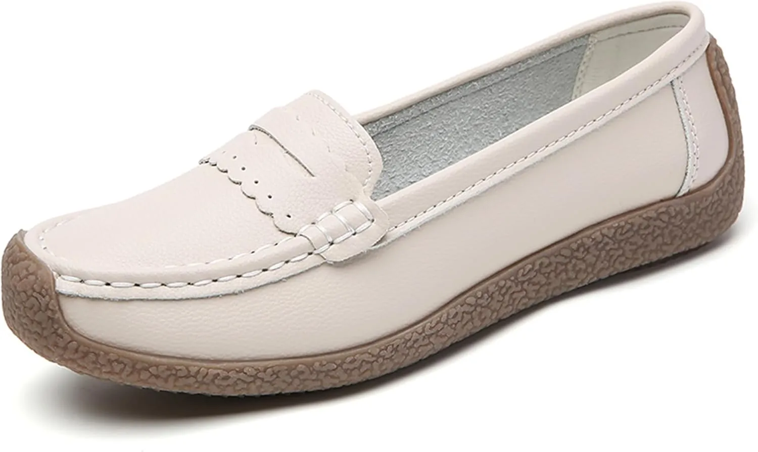 Veroders Classic Flats Loafer Shoes for Women Breathable Lightweight Flexible Leather Loafers