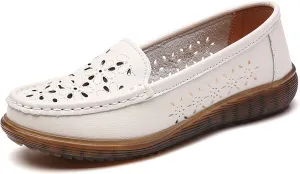 Veroders Classic Flats Loafer Shoes for Women Breathable Lightweight Flexible Leather Loafers