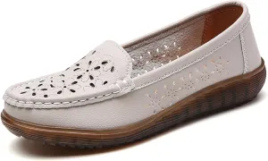 Veroders Classic Flats Loafer Shoes for Women Breathable Lightweight Flexible Leather Loafers