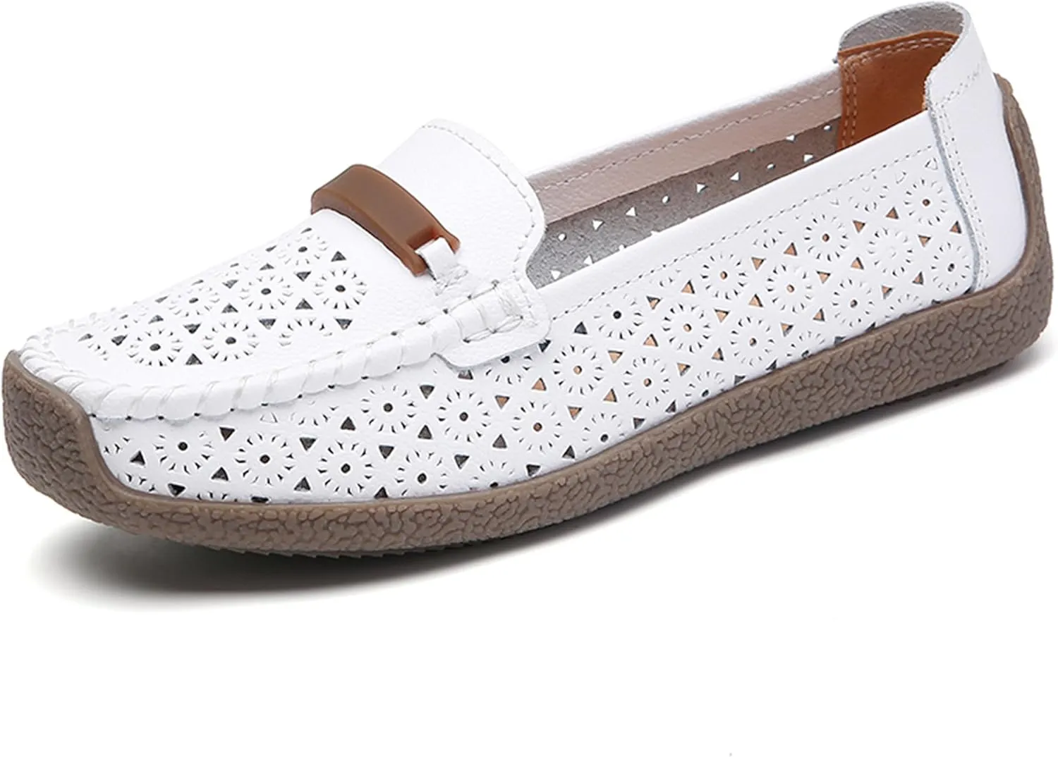 Veroders Leather Loafers Classic Flats Loafer Shoes for Women Breathable Lightweight Flexible School Casual