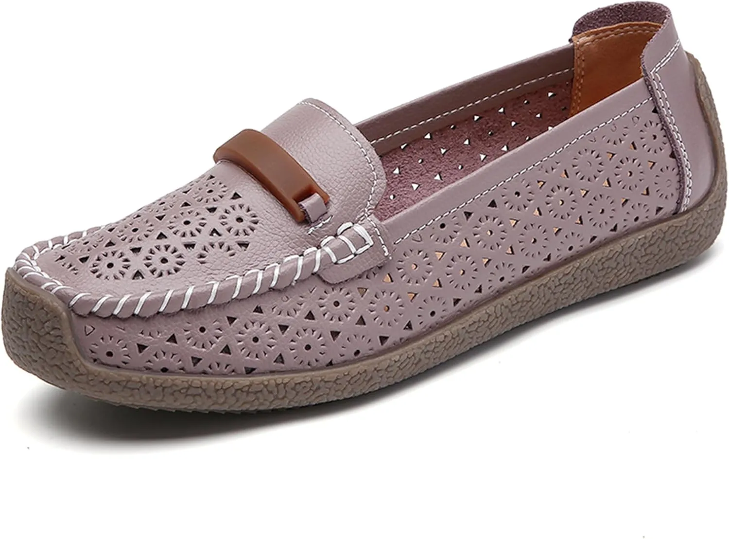 Veroders Leather Loafers Classic Flats Loafer Shoes for Women Breathable Lightweight Flexible School Casual