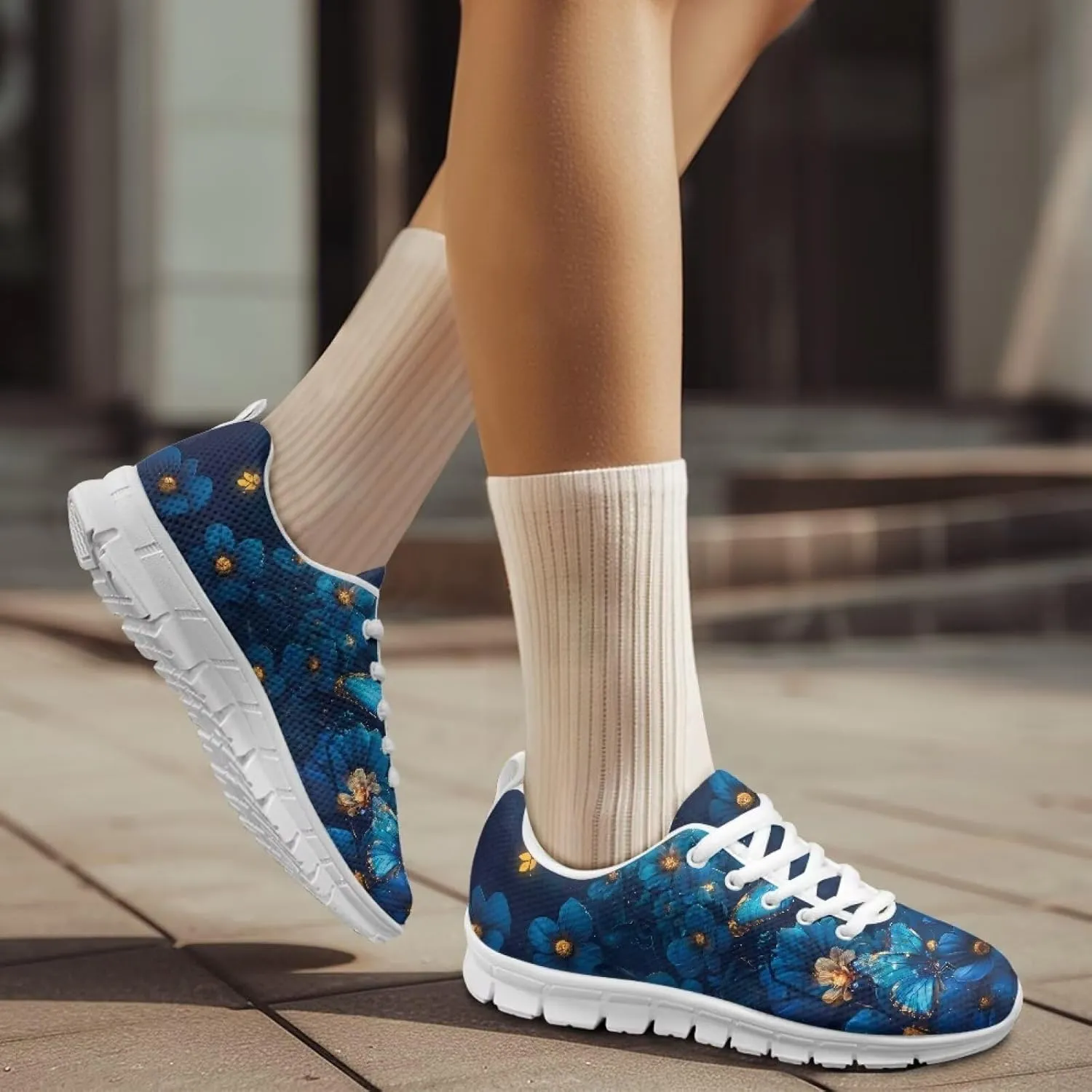 Walking Shoes Lightweight Cushioned Athletic Sneakers Women Casual Anti-Slip Camping Shoes for Travel US 5-12 White Sole