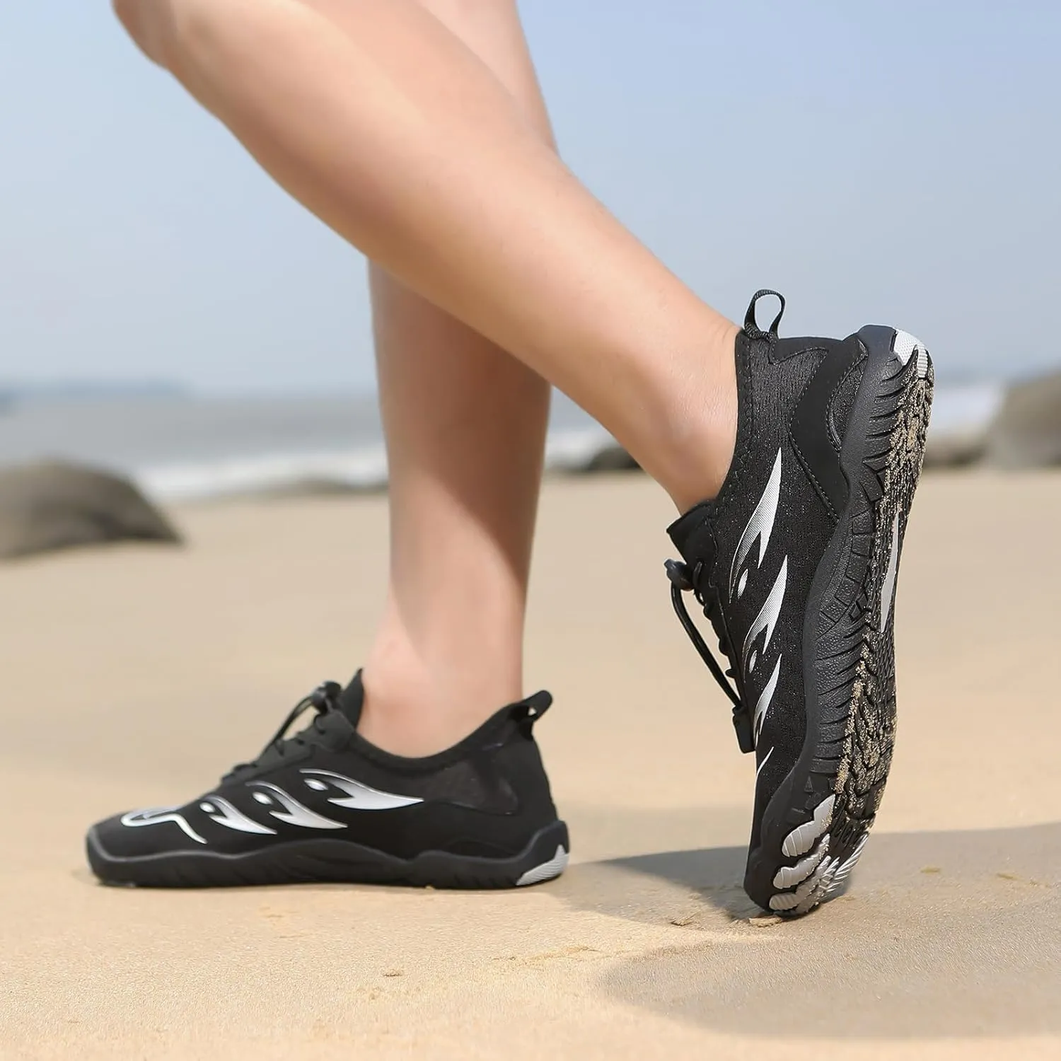 Water Shoes for Women Wide Width, Lightweight Non Slip Shoes, Barefoot Footwear Neuropathy, Grounded Footwear for Women, Zero Drop Beach Walking Shoe, Athletic Sneakers for Running Walking Hiking