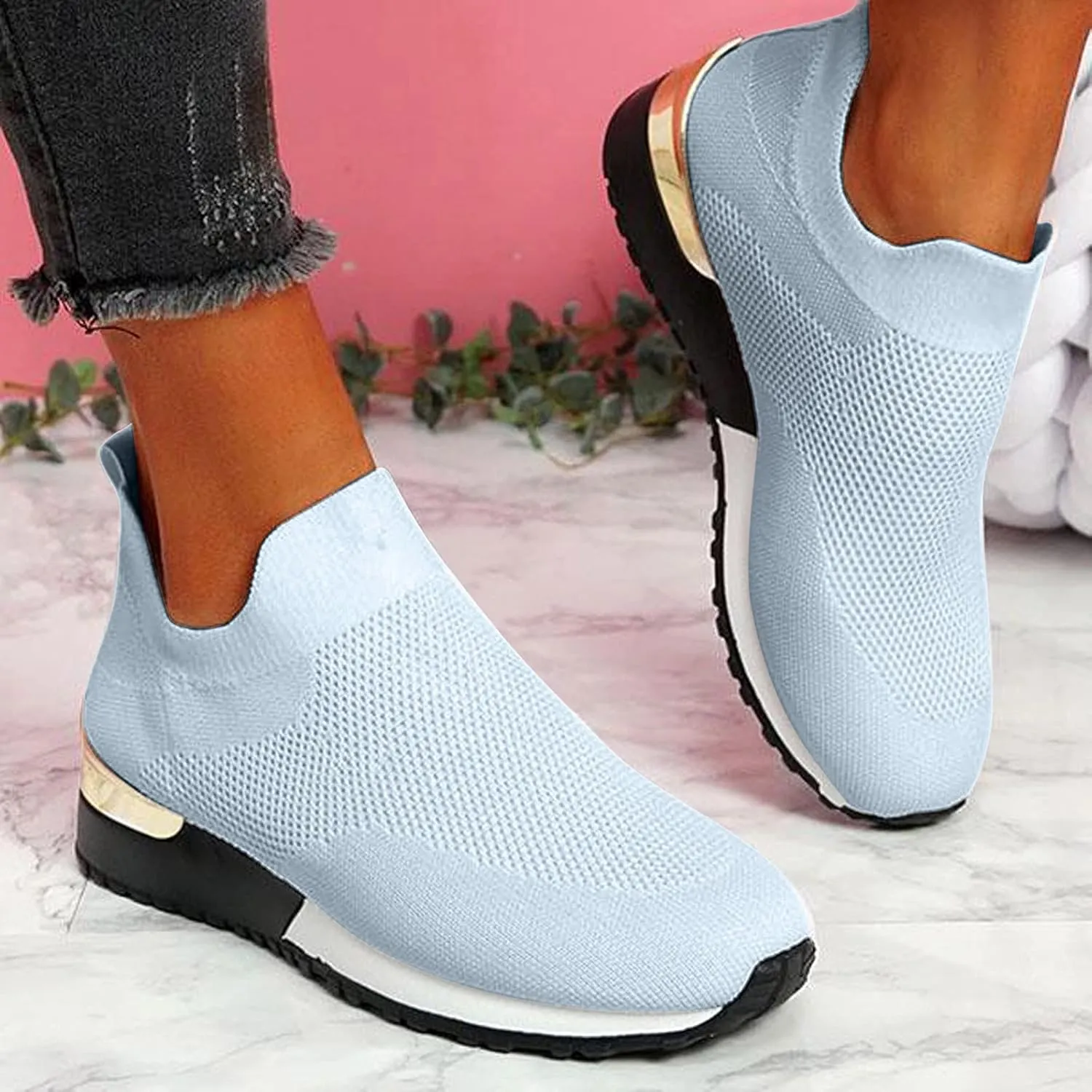 Wide Toe Box Casual Sneakers Women Walking Shoes Women Arch Support Slip On Gym Shoes for Women Wide Width Slip On Shoes Women Wide Toe Box Zapatos Negros De Tacon Bajo para Mujer