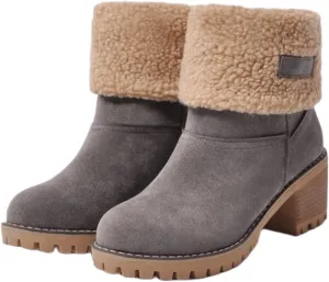 Winter Boots For Women 2024 Mid Calf Fashion Snow Boots Fur Lined Warm Comfortable Slip On Short Ankle Booties