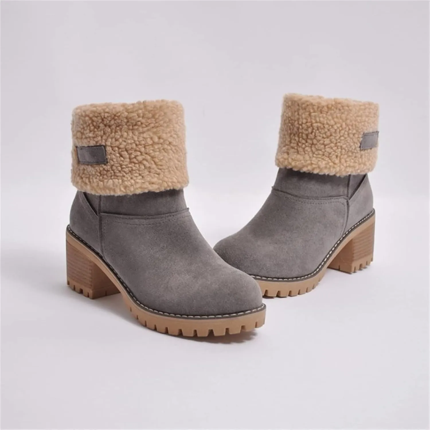 Winter Boots For Women 2024 Mid Calf Fashion Snow Boots Fur Lined Warm Comfortable Slip On Short Ankle Booties