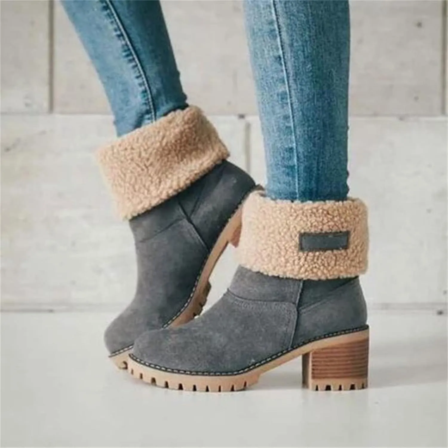 Winter Boots For Women 2024 Mid Calf Fashion Snow Boots Fur Lined Warm Comfortable Slip On Short Ankle Booties