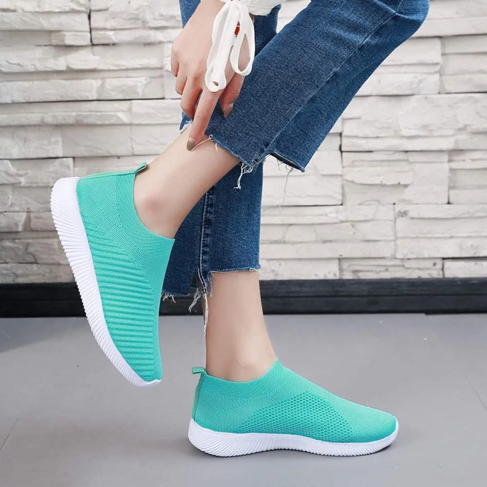 Women Casual Comfort Trainer Summer Breathable Lightweight Flexible Sneakers Slip On Running Sport Shoes