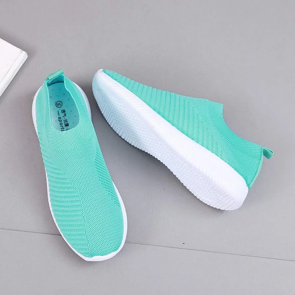 Women Casual Comfort Trainer Summer Breathable Lightweight Flexible Sneakers Slip On Running Sport Shoes
