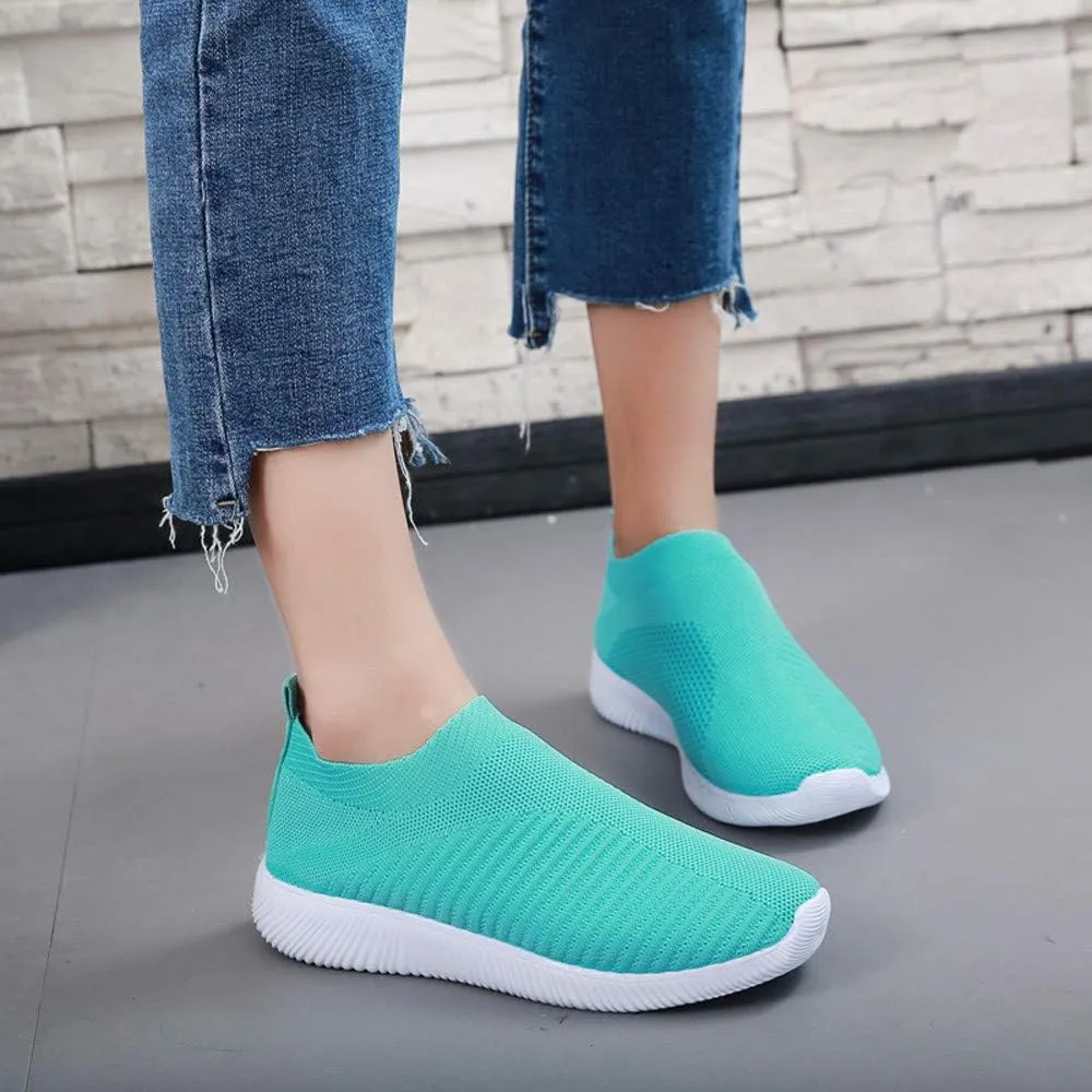 Women Casual Comfort Trainer Summer Breathable Lightweight Flexible Sneakers Slip On Running Sport Shoes
