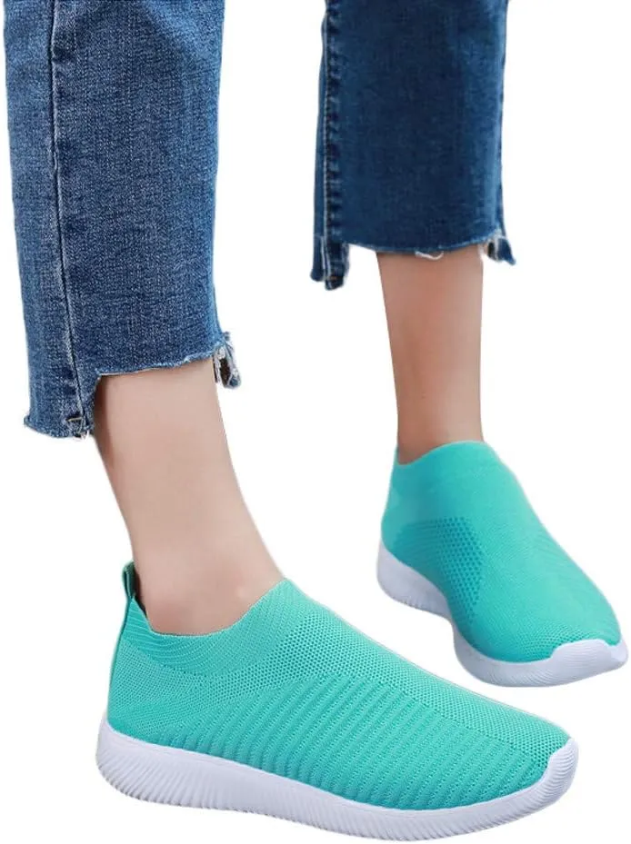 Women Casual Comfort Trainer Summer Breathable Lightweight Flexible Sneakers Slip On Running Sport Shoes