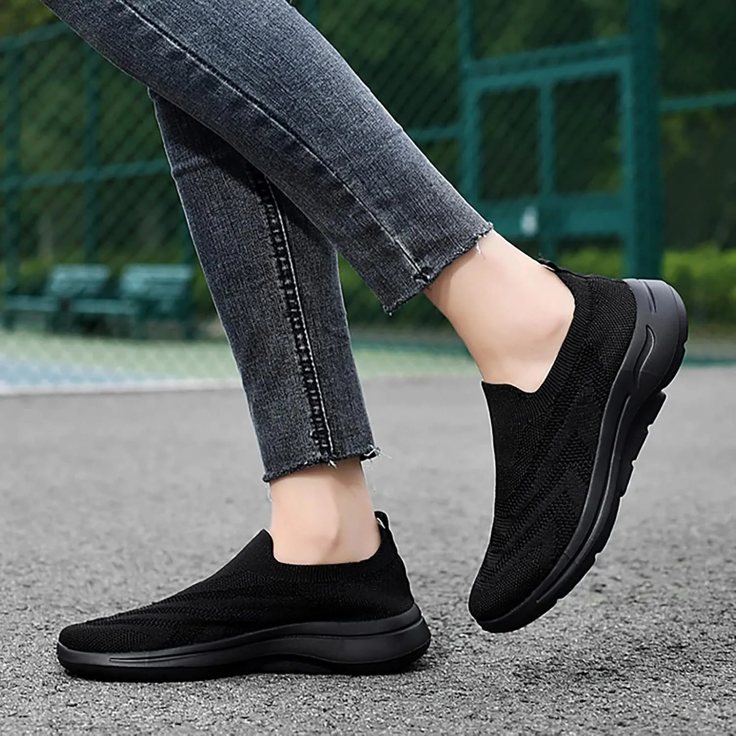 Women Slip Ons Sneakers Shoes Mesh Knit Size 8 Wide Non Slip Black Work Shoes for Women Womens Shoes Casual Fall Wedge Fall Wedge Sneakers for Women 2023 Walking Shoes Women Size 11.5 Wide Slip On