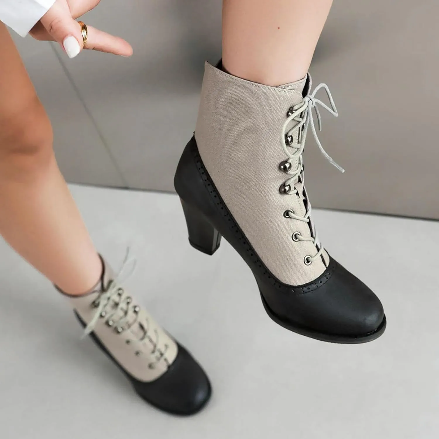 Women's Ankle Boots Victorian Boots Black Boots Chunky Heel Lace Up Witch Boots Knight Boots Cowboy Side Zipper Pull On