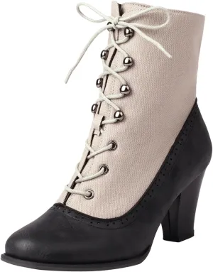 Women's Ankle Boots Victorian Boots Black Boots Chunky Heel Lace Up Witch Boots Knight Boots Cowboy Side Zipper Pull On