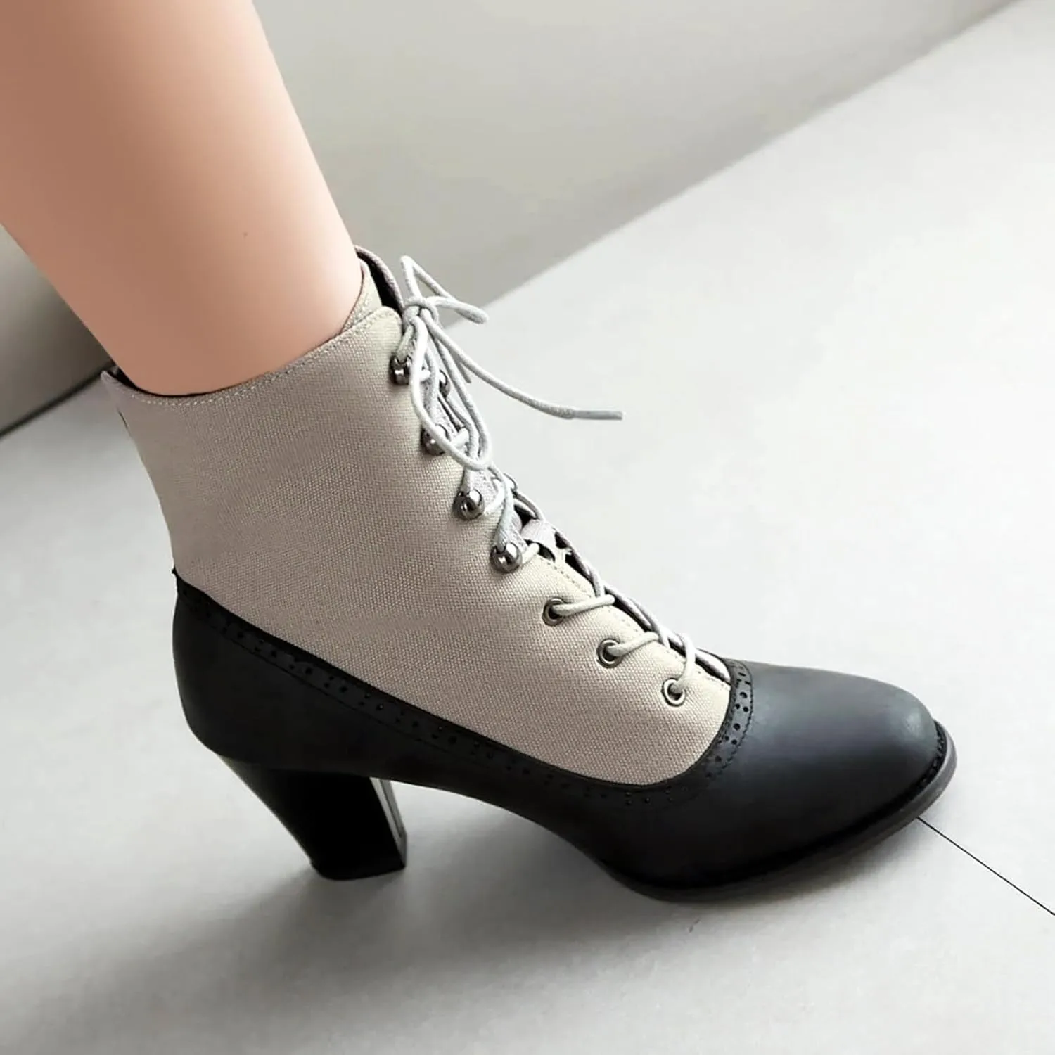 Women's Ankle Boots Victorian Boots Black Boots Chunky Heel Lace Up Witch Boots Knight Boots Cowboy Side Zipper Pull On