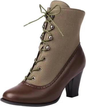 Women's Ankle Boots Victorian Boots Black Boots Chunky Heel Lace Up Witch Boots Knight Boots Cowgirl Rain Boots Mid Calf Side