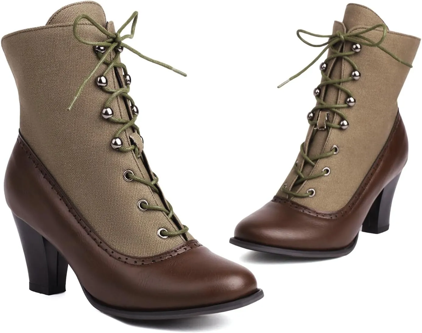 Women's Ankle Boots Victorian Boots Black Boots Chunky Heel Lace Up Witch Boots Knight Boots Cowgirl Rain Boots Mid Calf Side