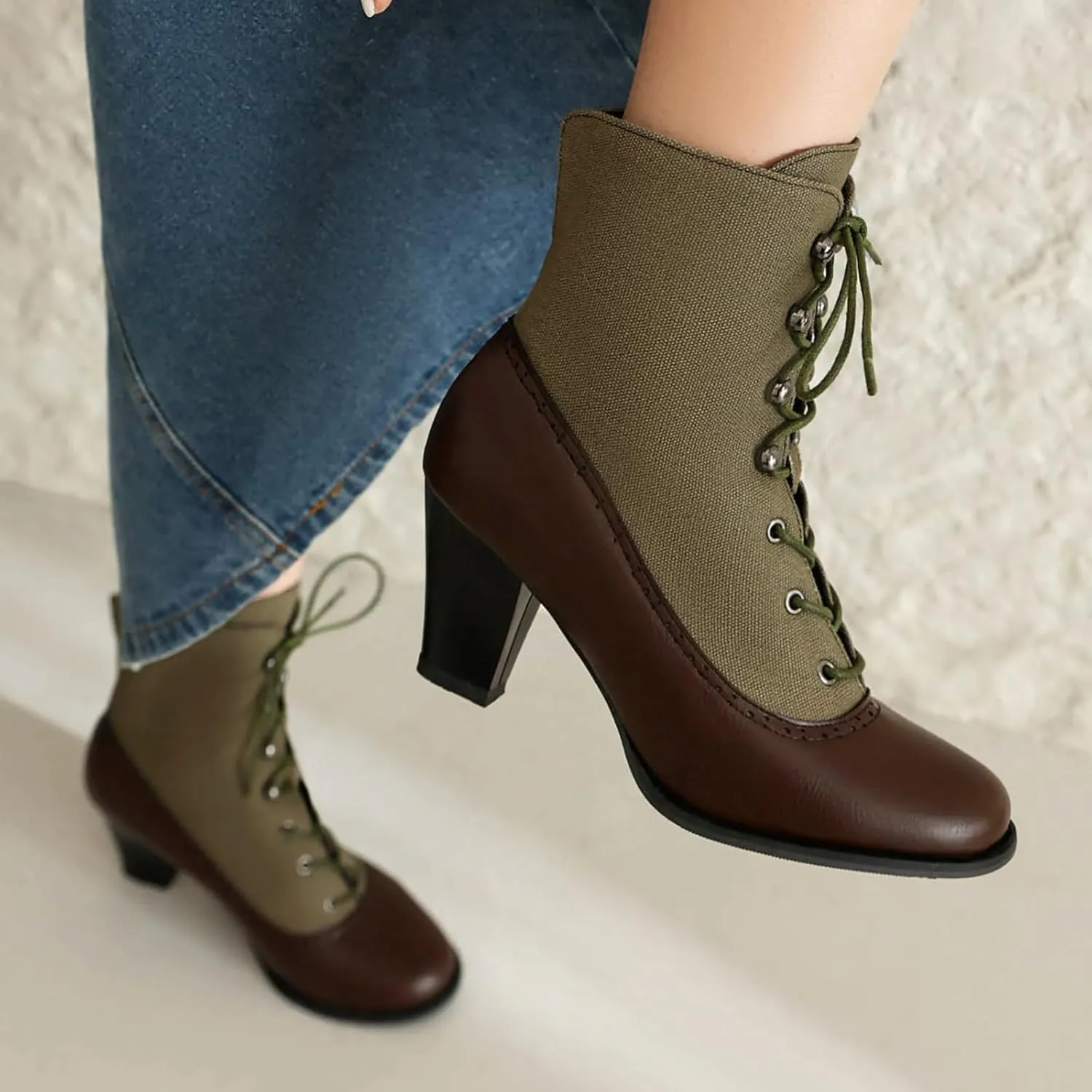 Women's Ankle Boots Victorian Boots Black Boots Chunky Heel Lace Up Witch Boots Knight Boots Cowgirl Rain Boots Mid Calf Side