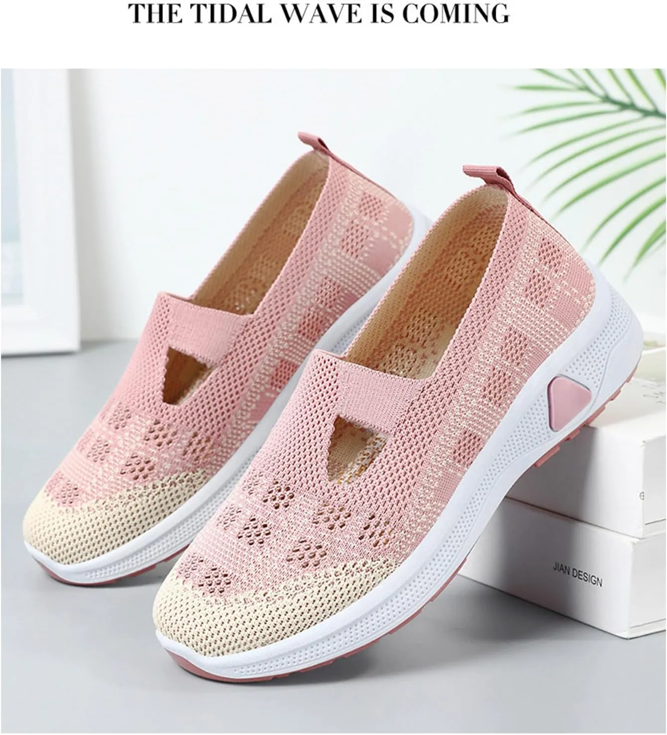 Womens Athletic Hiking Woven Orthopedic Breathable Barefoot Hands Free Slip in Sock Sneakers Mesh Trainers Comfortable Casual Air Cushion Walking Running Jogging Trave Shoes