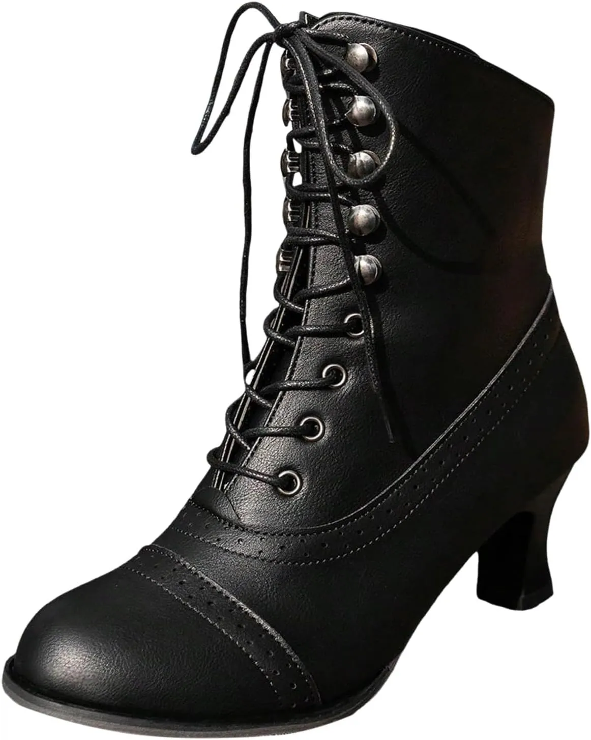 Womens Booties,Women's Ankle Boots Mid Calf Boots Chunky Heel Lace Up Western Booties Winter Zipper Motorcycle Boots