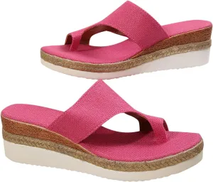 Women's Casual Thick Sole Mid Heel Flip Flop Sandals Comfortable Beach Slide Wedge Sandals for Women Size 9 2 Inches
