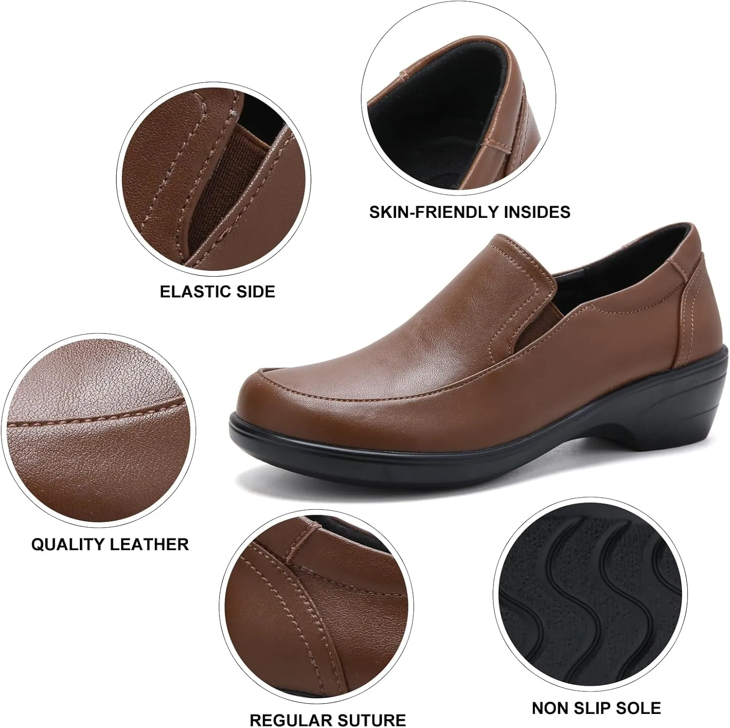 Women's Classic Loafers Leather Slip-ons Chunky Platform Penny Shoes