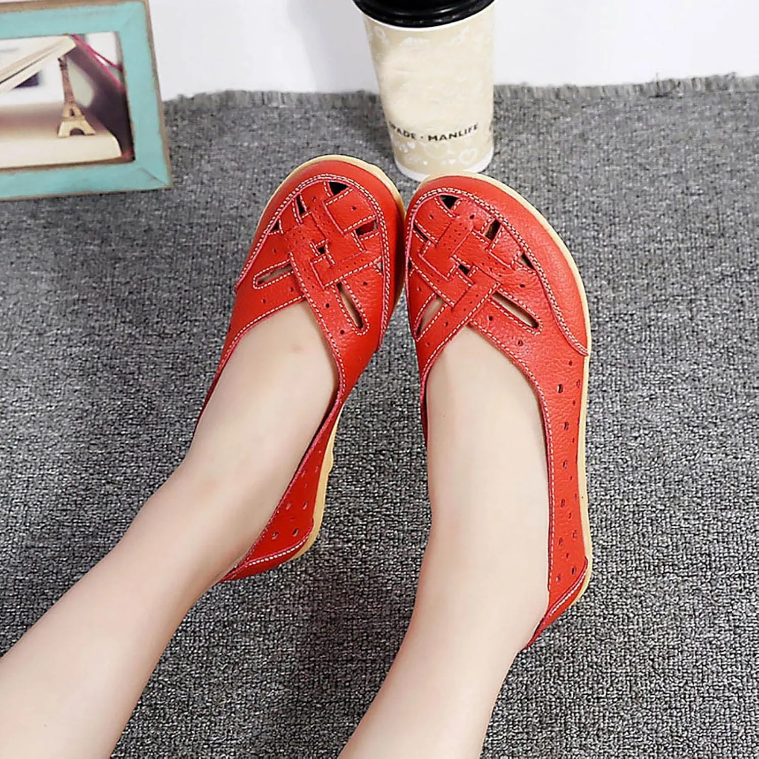 Women's Comfortable Loafers Retro Ladies Moccasins Driving Mocs Comfort Slip-On Fashion Boat Shoes Classic Flats