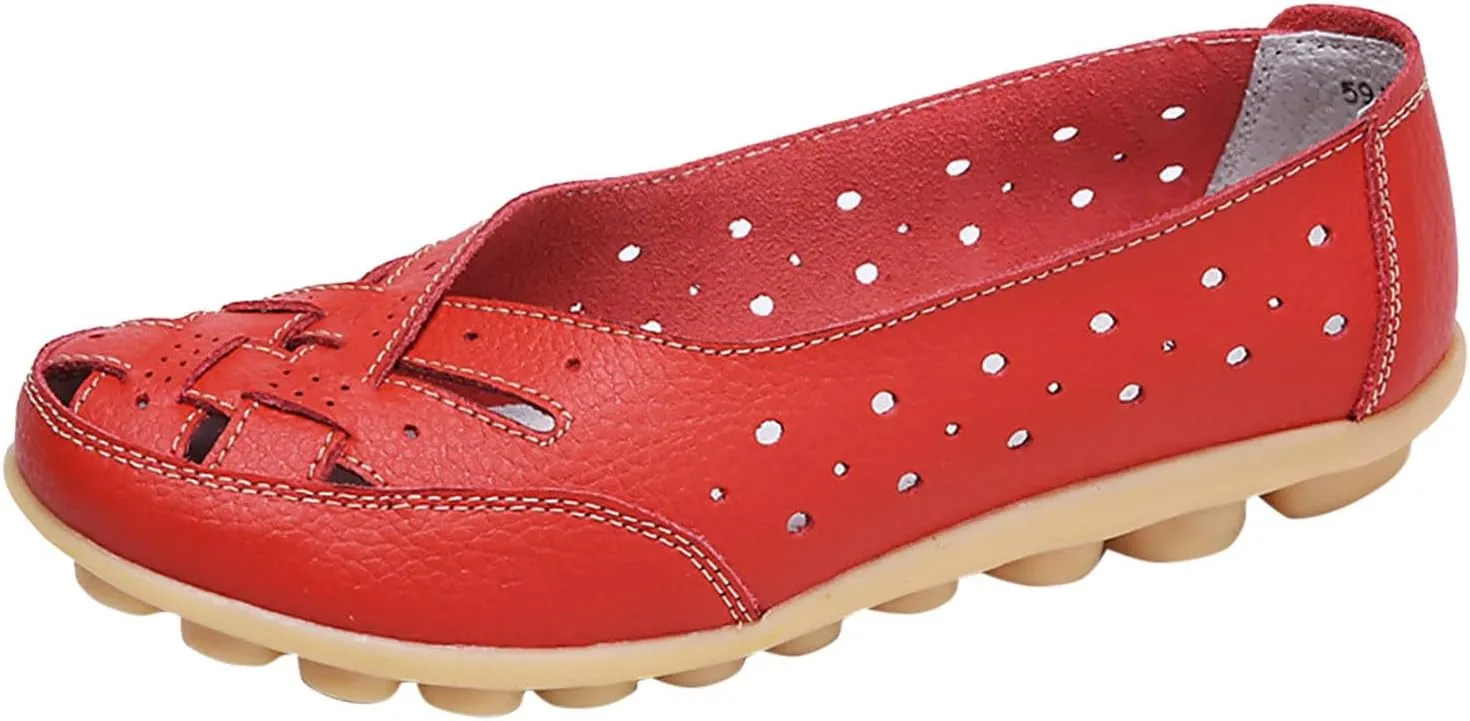 Women's Comfortable Loafers Retro Ladies Moccasins Driving Mocs Comfort Slip-On Fashion Boat Shoes Classic Flats