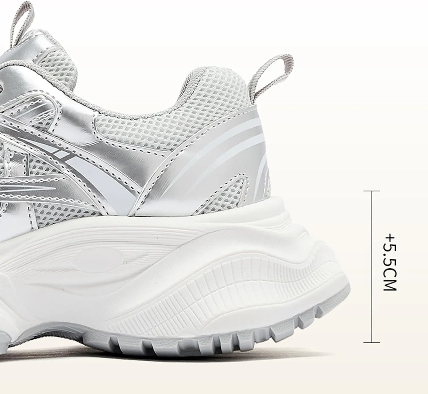 Women's Fashion Chunky Sneakers - Casual Platform Trainers with Breathable Mesh, Thick Bottom, and Running Shoe Comfort for Summer,Silver-36