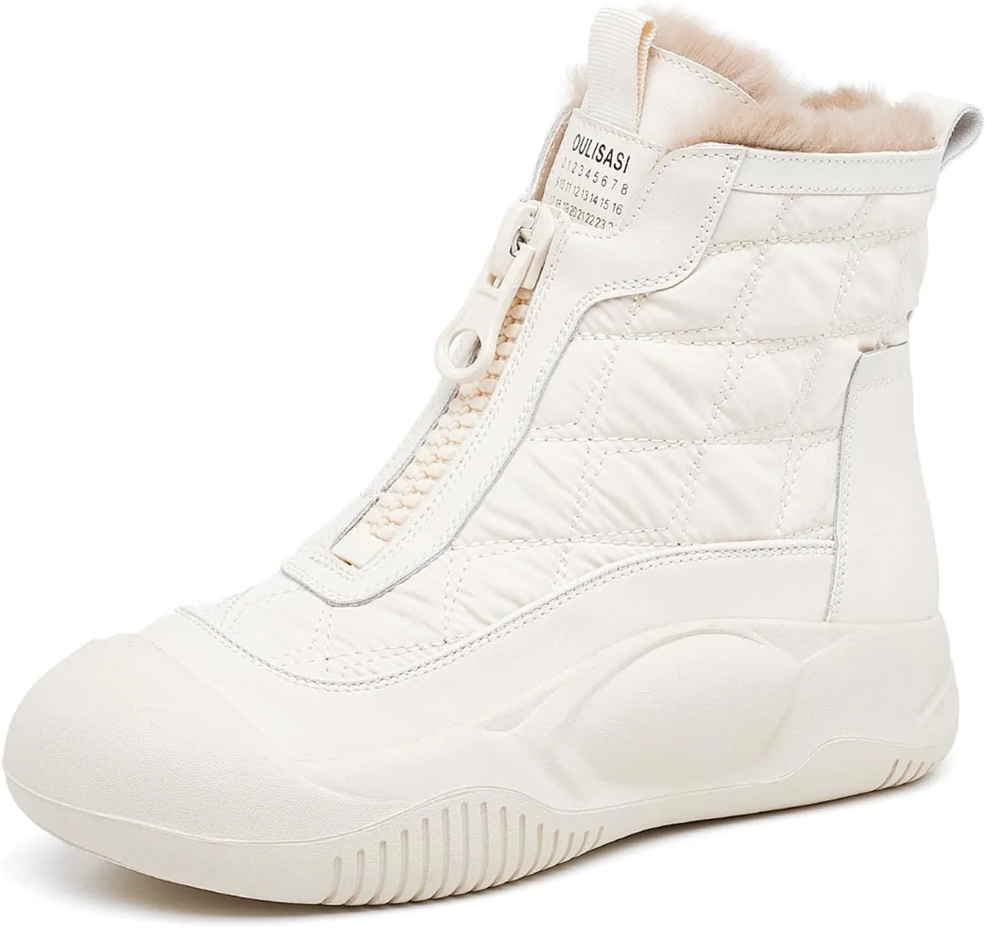Women's Fashion Platform Front Zipper Warm Snow Boots Comfortable Round Toe Fur Lined High Top Soft Bottom Anti-Slip Waterproof Orthopedic Ankle Booties