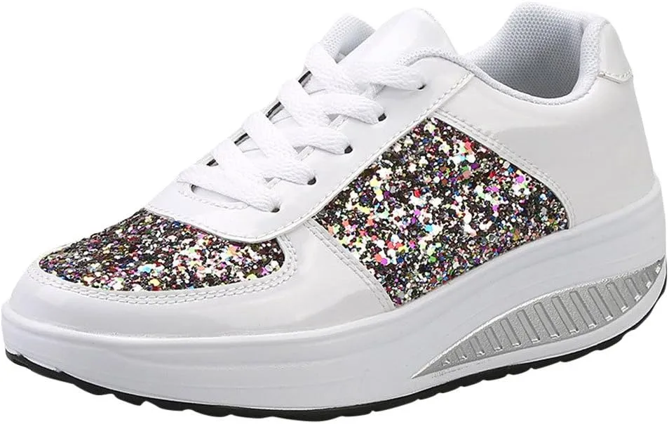 Women's Fashion Platform High Top Sneakers Zapatos para Mujer Comodos De Fiesta Wide Width Sneakers for Women Slip Ons Sneakers for Women Shoes for Wedding Guest Women Comfy Fall