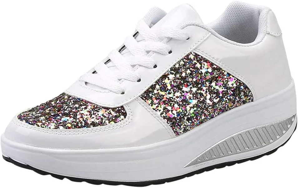Women's Fashion Platform High Top Sneakers Zapatos para Mujer Comodos De Fiesta Wide Width Sneakers for Women Slip Ons Sneakers for Women Shoes for Wedding Guest Women Comfy Fall