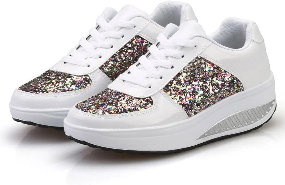 Women's Fashion Platform High Top Sneakers Zapatos para Mujer Comodos De Fiesta Wide Width Sneakers for Women Slip Ons Sneakers for Women Shoes for Wedding Guest Women Comfy Fall