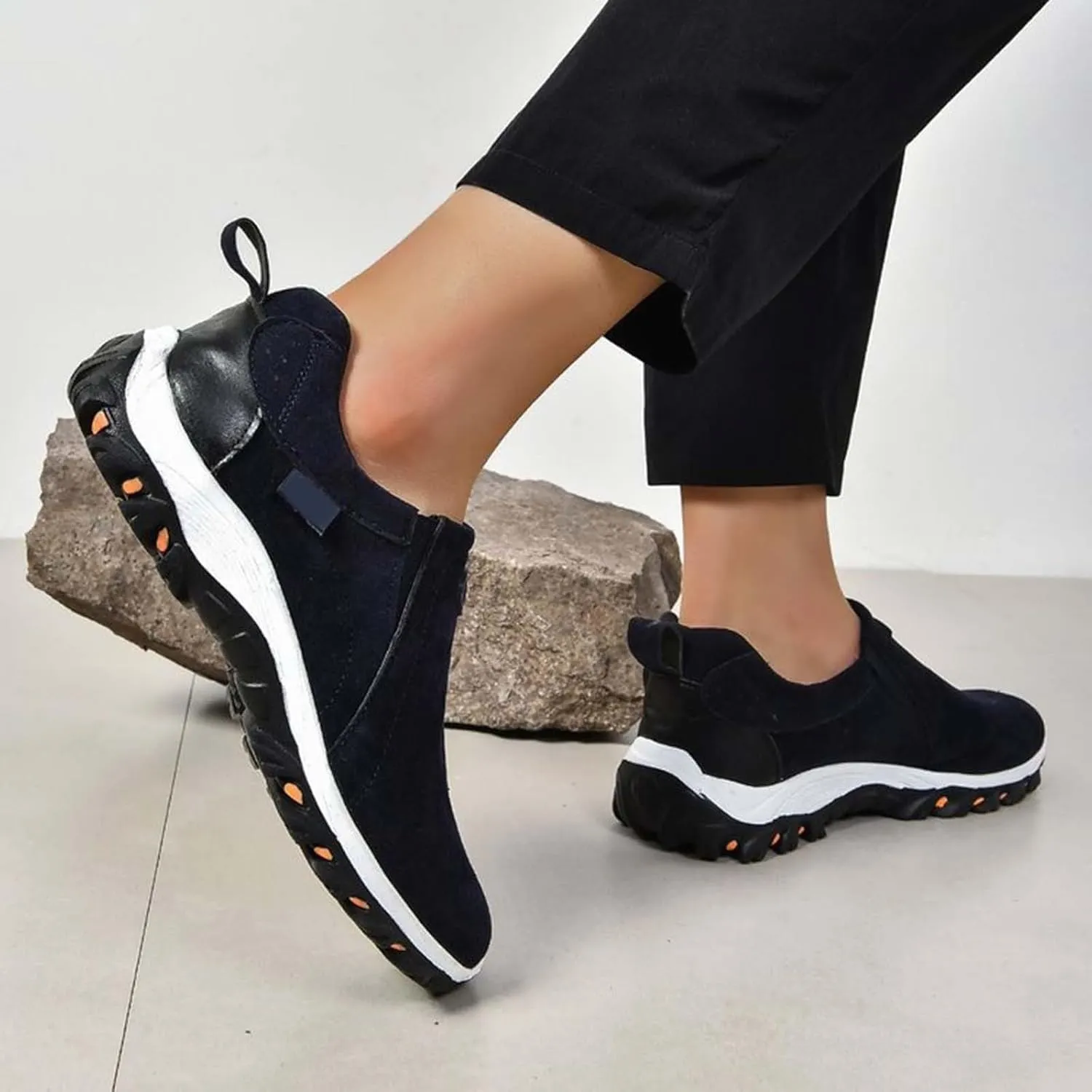 Women's Fashion Sneakers Non Slip Comfortable Hiking Shoes Slip On Orthopedic Shoes Arch Support Walking Shoes