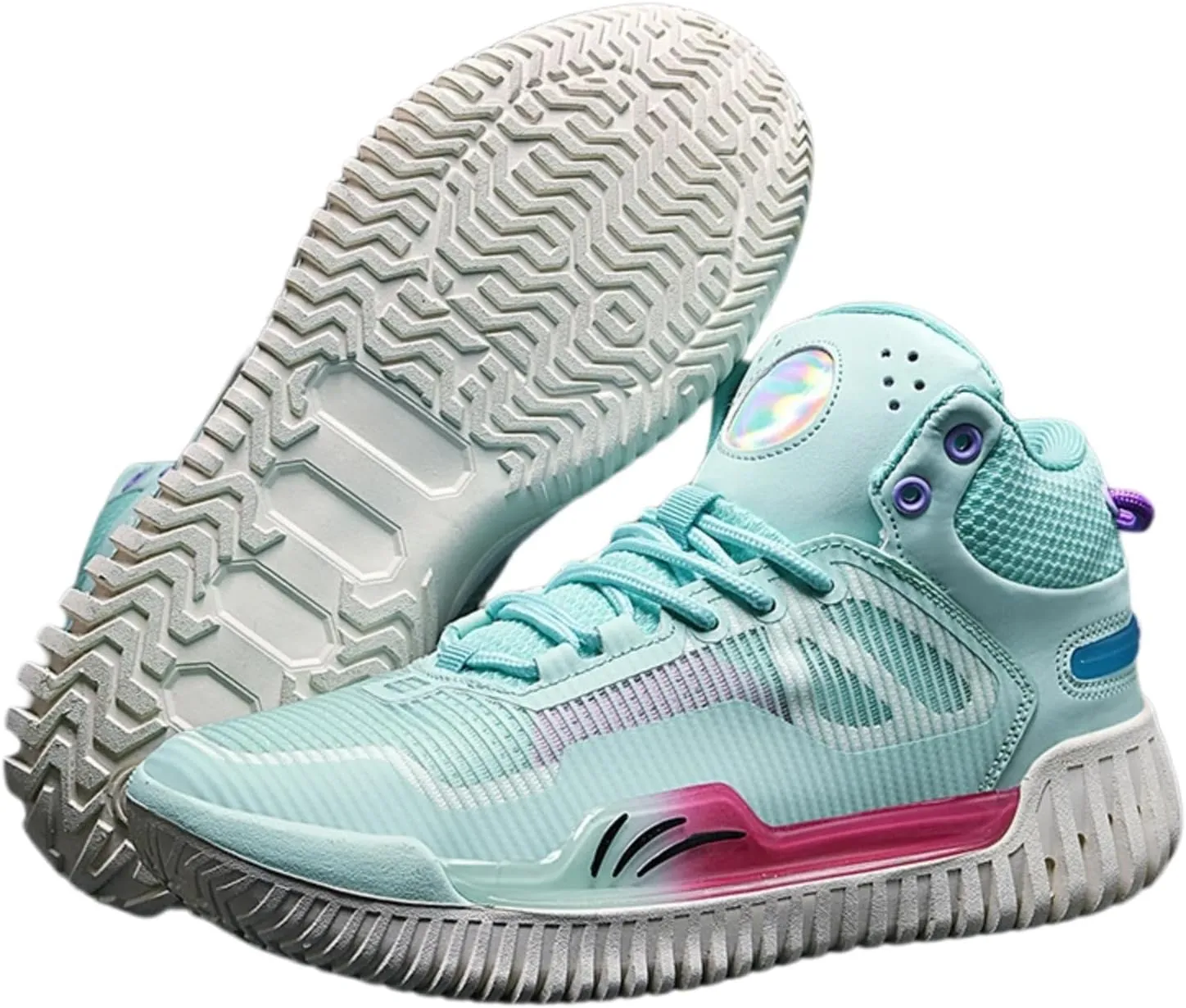 Women's High Top Basketball Shoes - Breathable Mesh Training Sneakers for Sports, Elastic Cushioning Anti-Slip