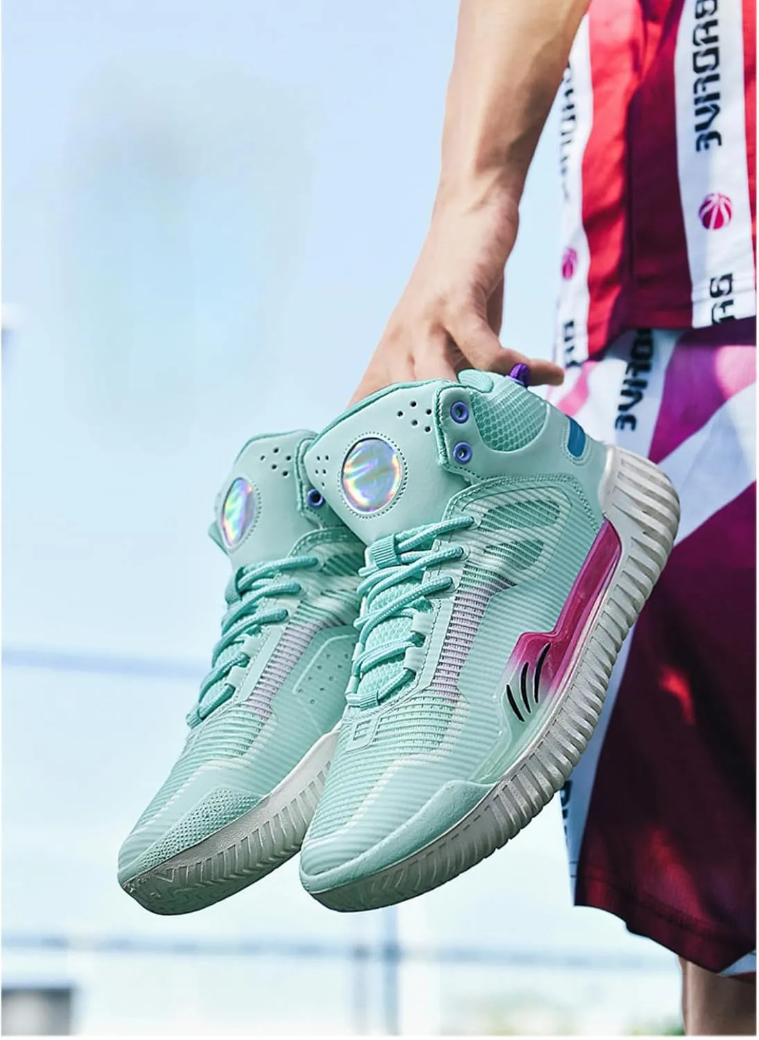 Women's High Top Basketball Shoes - Breathable Mesh Training Sneakers for Sports, Elastic Cushioning Anti-Slip