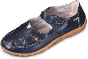 Women's Leather Boho Sandals,Comfort Softsole Closed Toe Adjustable Ankle Strap Casual Hollow Sandals for Women Sew