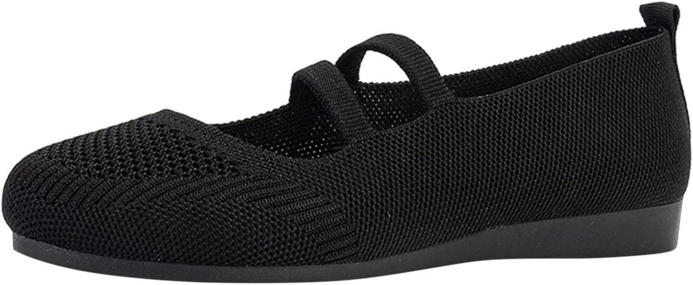 Women's Lightweight Walking Tennis Shoes Knitting Flat Casual Dress Shoes Comfort Ballerina Walking Shoes