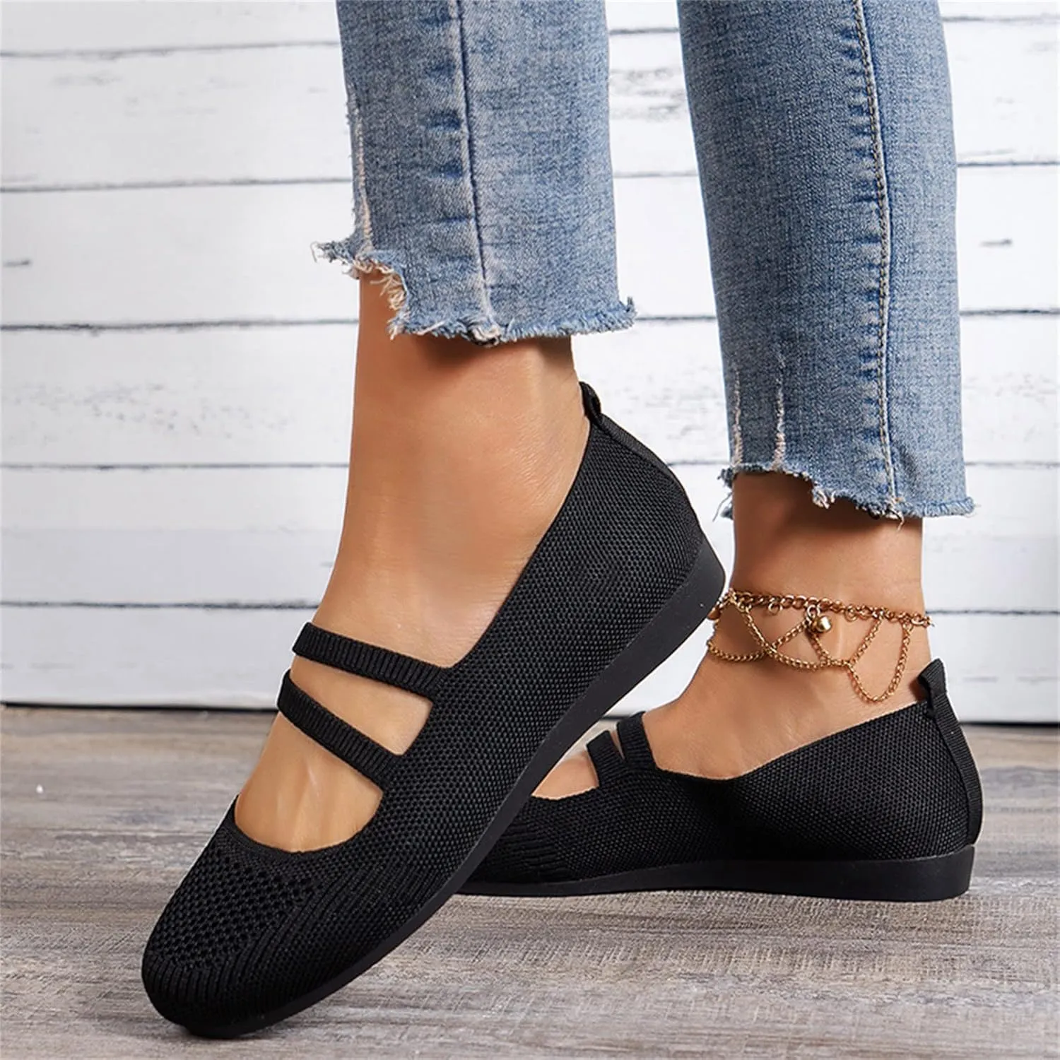 Women's Lightweight Walking Tennis Shoes Knitting Flat Casual Dress Shoes Comfort Ballerina Walking Shoes