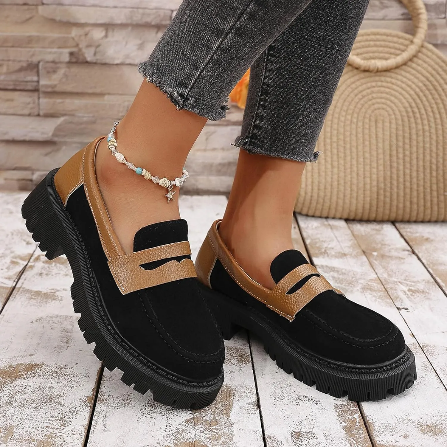 Women's Loafers Platform Business Shoes Classic Penny Loafers Casual Work Shoes Slip On Loafers Wide Loafers
