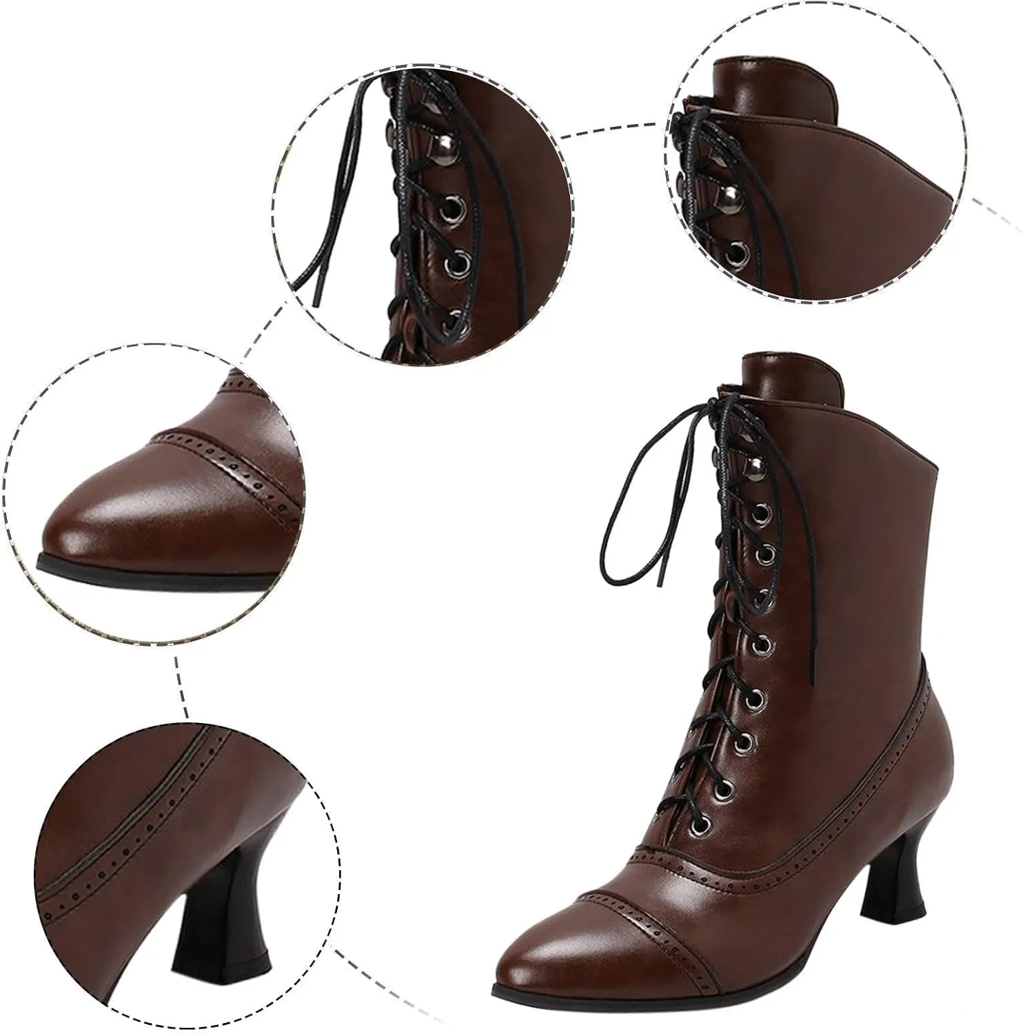 Women's Lug Sole Combat Ankle Bootie Lace up Low Chunky Block Boots Fashion Causal Shoes Side Zipper Pull On Chelsea Chukka