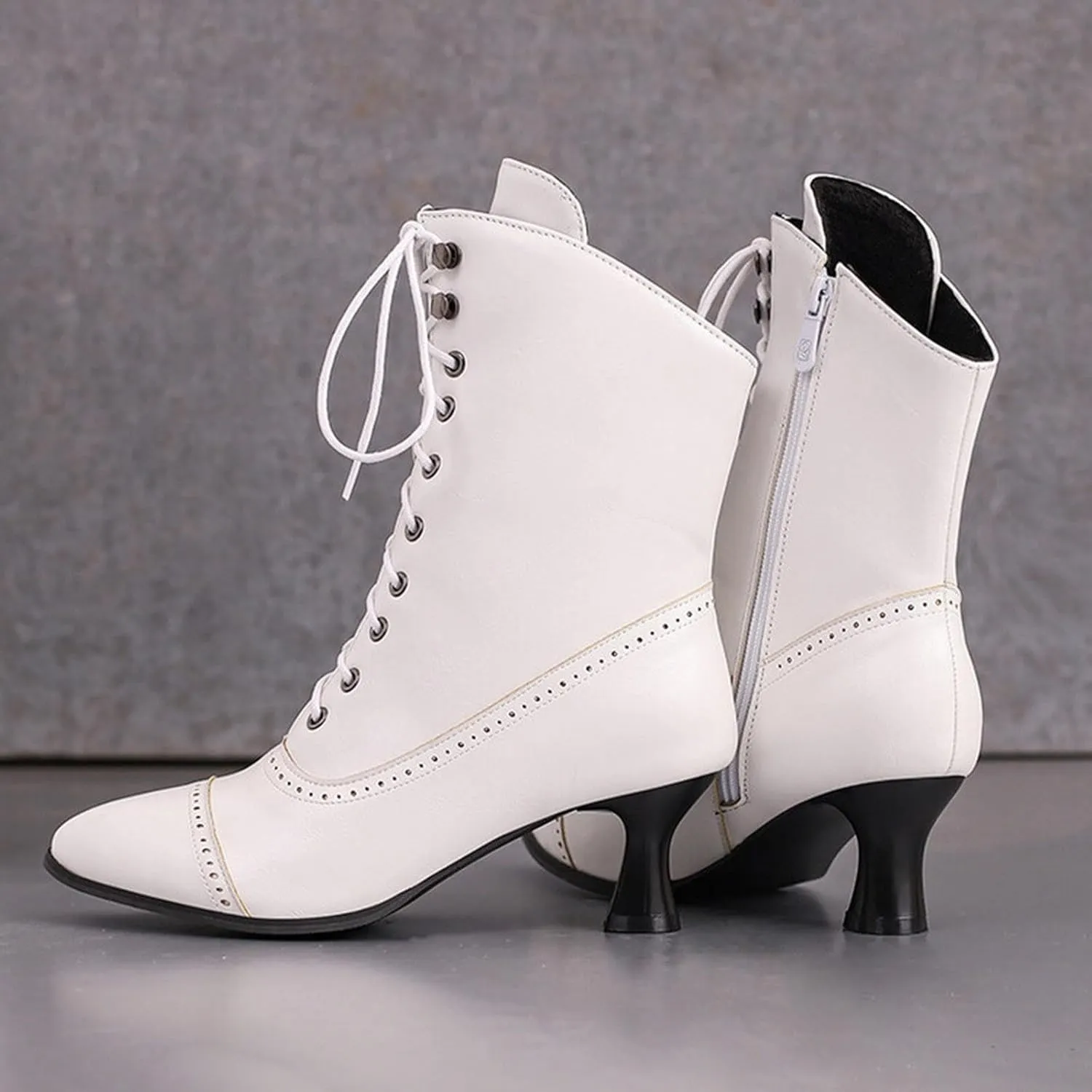 Women's Lug Sole Combat Ankle Bootie Lace up Low Chunky Block Boots Fashion Causal Shoes Side Zipper Pull On Chelsea Chukka