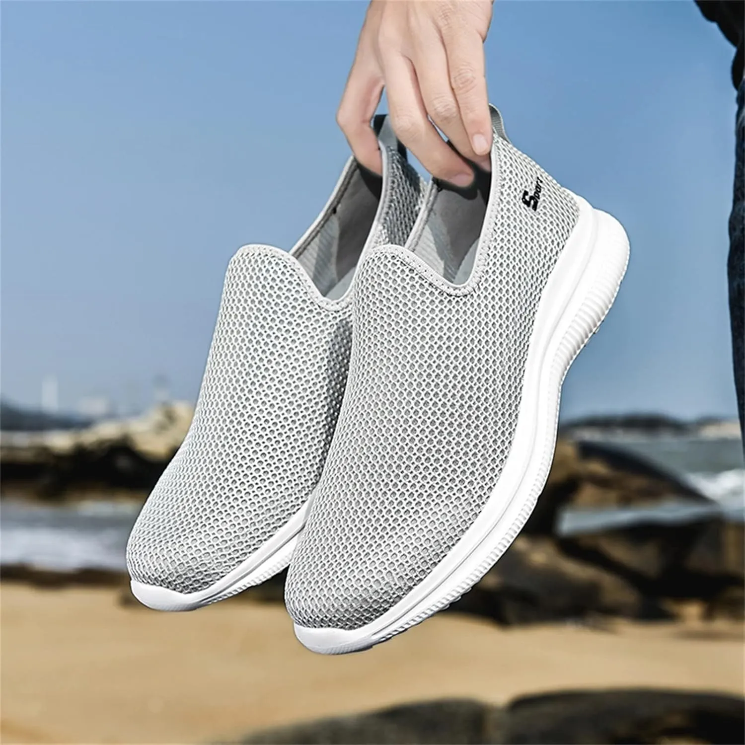 Womens Non Slip Work Shoes Slip On Water Resistant Womens Running Shoes Comfort White Casual Shoes Dress Sneakers White Tennis Shoe Cross Trainer Shoe