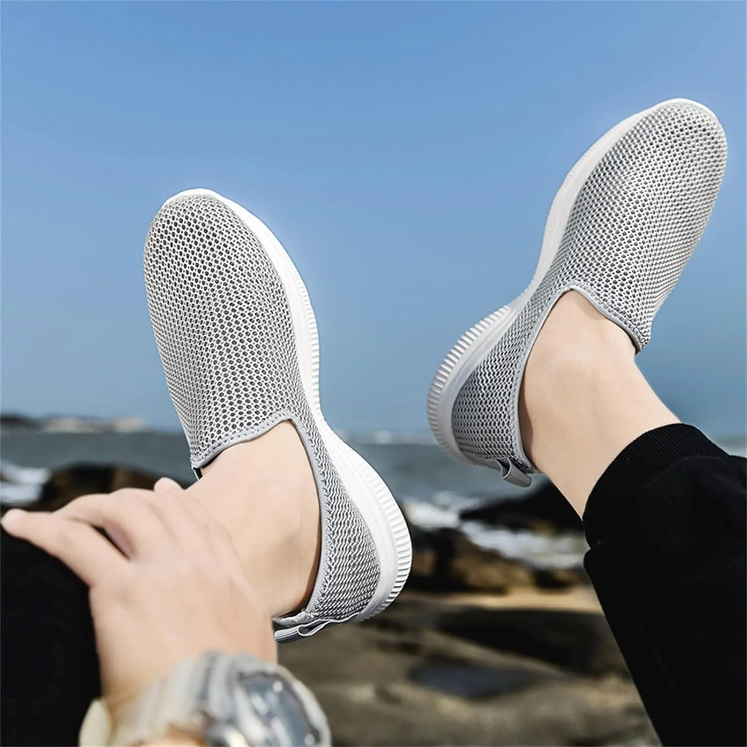 Womens Non Slip Work Shoes Slip On Water Resistant Womens Running Shoes Comfort White Casual Shoes Dress Sneakers White Tennis Shoe Cross Trainer Shoe